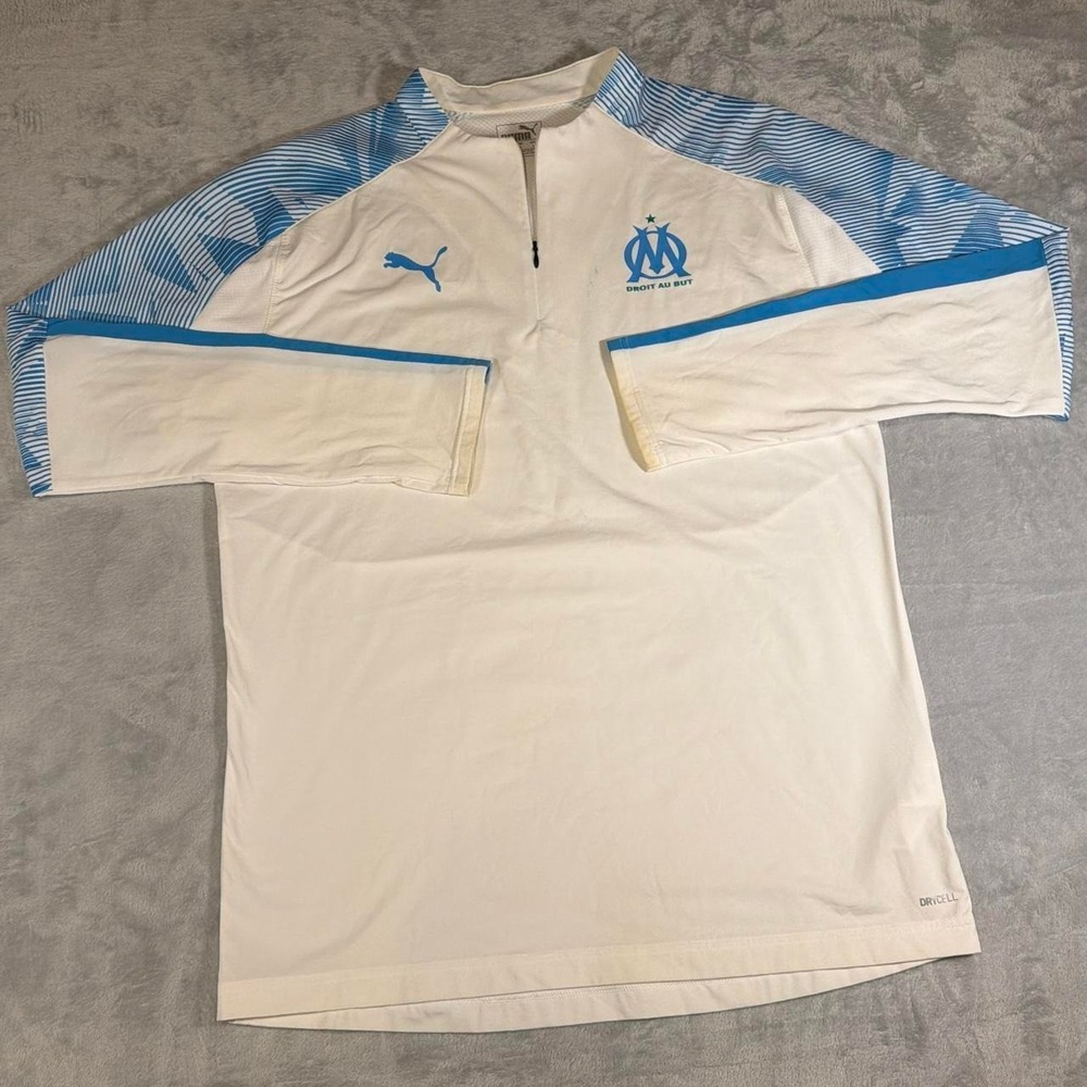 Puma Olympique de Marseille 2019/20 Authentic Training Top | White & Blue | L